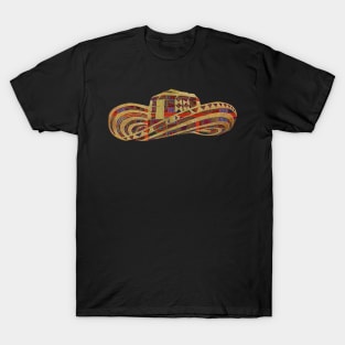 Colombian Sombrero Vueltiao  in Gold Leaf on a Mola inspired Pattern T-Shirt